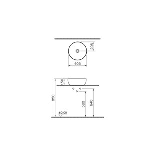 VitrA Outline Recycled Çanak Lavabo Yuvarlak 41 cm 7992B066-0016