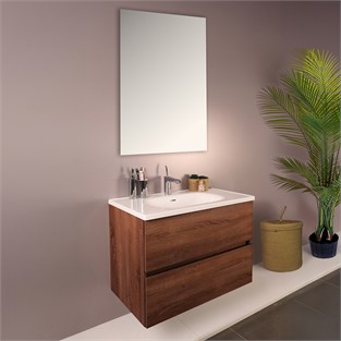 Kobos Simple 80 cm Çekmeceli Banyo Dolabı Seti Miling Oak