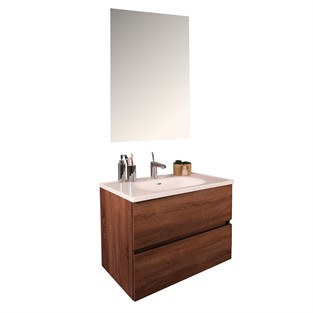 Kobos Simple 80 cm Çekmeceli Banyo Dolabı Seti Miling Oak