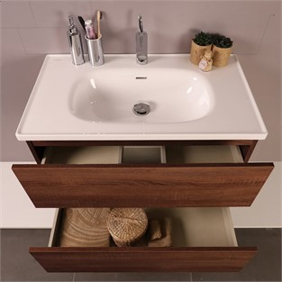 Kobos Simple 80 cm Çekmeceli Banyo Dolabı Seti Miling Oak