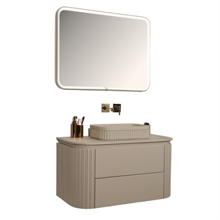 Kobos Gloria 100 cm Banyo Dolabı Seti Beige