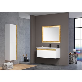 ORKA Boston Banyo Dolabı Takımı Beyaz Altın Varak 80 cm ORKA5002384