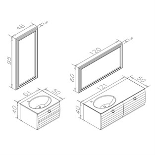 ORKA Anzer Banyo Dolabı Takımı Doğal Ceviz 60 cm ORKA5000020