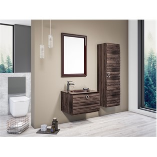 ORKA Anzer Banyo Dolabı Takımı Doğal Ceviz 60 cm ORKA5000020