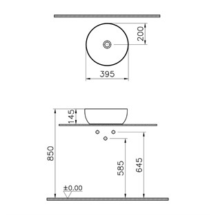 VitrA Outline Çanak Lavabo Yuvarlak 40x40 cm Mat Bej 5992B420-0016