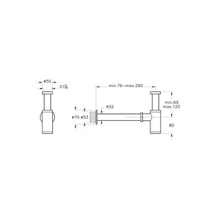Vitra Origin Lavabo Sifonu Alt Grubu (T Tipi) Parlak Siyah A4512339