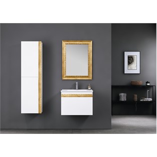 ORKA Boston Banyo Dolabı Takımı Beyaz Altın Varak 65 cm ORKA5002382