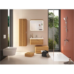 VitrA Nest Trendy Lavabo Dolabı 80 cm Tek Çekmeceli Hareli Doğal Ahşap 56138