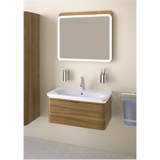 VitrA Nest Trendy Lavabo Dolabı 80 cm Tek Çekmeceli Hareli Doğal Ahşap 56138