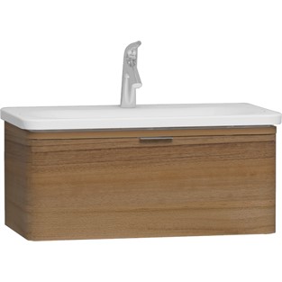 VitrA Nest Trendy Lavabo Dolabı 80 cm Tek Çekmeceli Hareli Doğal Ahşap 56138