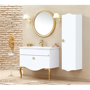 ORKA Cunda Banyo Dolabı Takımı Beyaz Altın 100 cm ORKA5002769