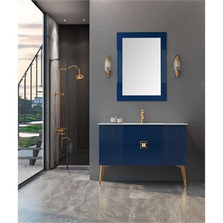 ORKA Adria Banyo Dolabı Takımı Mat Lacivert Altın 100 cm ORKA5000005