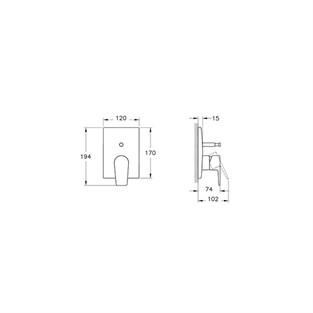 Artema Flow Square Ankastre Banyo Seti Krom A49322