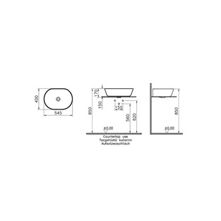 VitrA Geo Çanak Lavabo Oval 55x40 cm Siyah 7427B070-0016