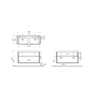 VitrA Sento İkili Lavabo Dolabı 130 cm Mat Antrasit 61189