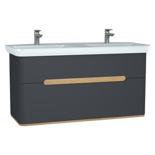 VitrA Sento İkili Lavabo Dolabı 130 cm Mat Antrasit 61189