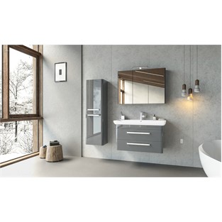ORKA Rose Banyo Dolabı Takımı Parlak Gri 100 cm ORKA5000523