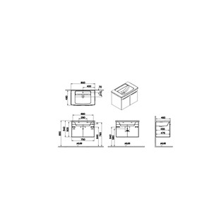 VitrA Quadrum Lavabo Dolabı 80 cm Altın Meşe 62543