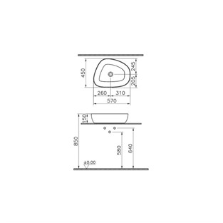 VitrA Outline Recycled Çanak Lavabo Dikdörtgen 48x42 cm 7994B066-0016