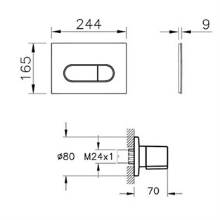 VitrA Root Round Kumanda Paneli ve Stop Valf Seti Mat Siyah 800-2036