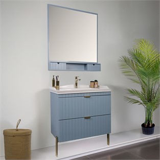 Kobos Noble 80 cm Banyo Dolabı Seti Light Blue
