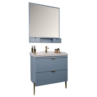 Kobos Noble 80 cm Banyo Dolabı Seti Light Blue