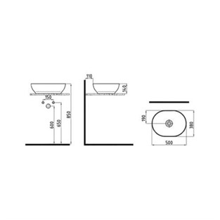 Bien Motto Oblong Gövde Üstü Lavabo 50 cm Mat Siyah MTLG05001FD0B7000