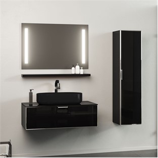 ORKA Yalıköy Banyo Dolabı Takımı Parlak Siyah 90 cm ORKA5000862