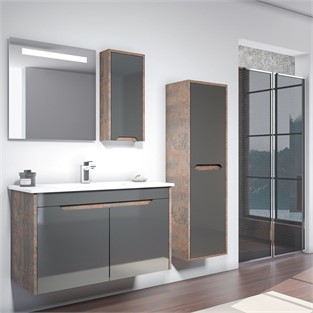 ORKA Lago Banyo Dolabı Takımı Parlak Antrasit 85 cm ORKA5002441