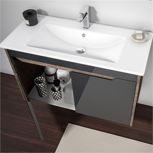 ORKA Lago Banyo Dolabı Takımı Parlak Antrasit 85 cm ORKA5002441
