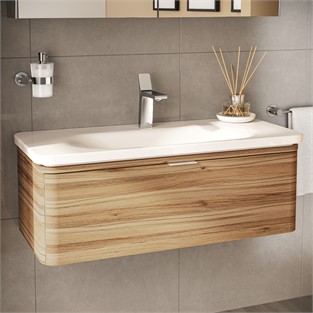 VitrA Nest Trendy Lavabo Dolabı 100 cm Tek Çekmeceli Hareli Doğal Ahşap 56141