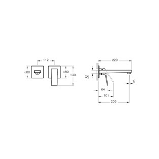 Artema Minimax Square Ankastre Lavabo Bataryası (Uzun) Krom A43593