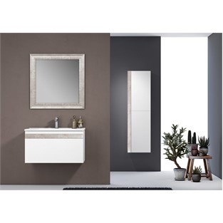ORKA Boston Banyo Dolabı Takımı Beyaz Gümüş Varak 80 cm ORKA5002385