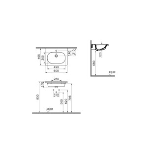 VitrA Zentrum Etajerli Lavabo 60x46 cm 7791B003-0001