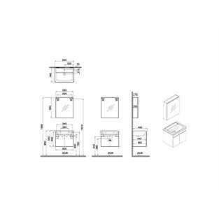 VitrA Quadrum Banyo Dolabı Seti 65 cm Kapaklı Cordoba 69617