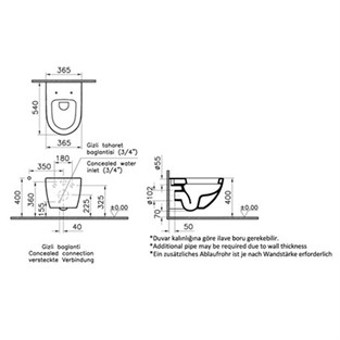 VitrA Sento Asma Klozet 54 cm 4448B003-0559