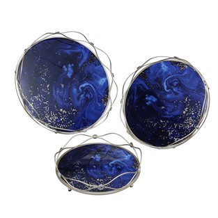 Vitale 3'lü Mermer Desenli Dekoratif Tepsi AK.HS0008