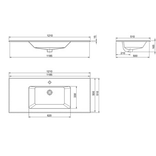 Cerastyle İbiza 121x51 cm Etajerli Lavabo Tek Hazneli