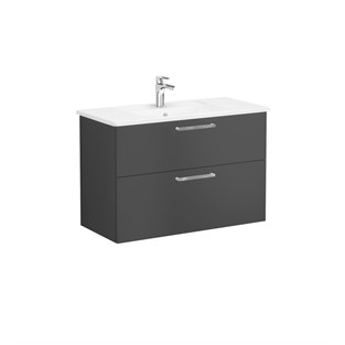 VitrA Root Flat 2 Çekmeceli Lavabo Dolabı 100 cm Mat Fırtına Gri 68308