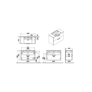 VitrA Root Flat 2 Çekmeceli Lavabo Dolabı 100 cm Mat Fırtına Gri 68308