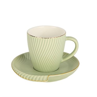 Vitale Çizgi Kavis Desenli Yeşil Fincan Takımı MTFK.0108