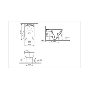 VitrA Integra Square Takım Klozet Rim-ex Arkası Açık 62 cm 7087L003-0088