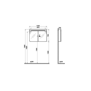 VitrA Sento Aydınlatmalı Dolaplı Ayna 100 cm Mat Antrasit 61683