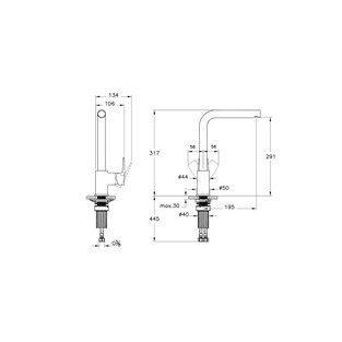 Artema Flow Square Eviye Bataryası Krom A43396