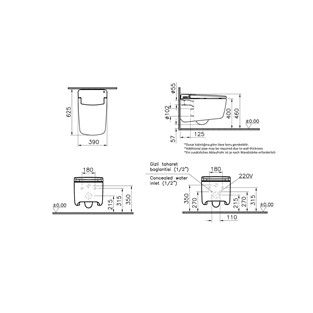 VitrA V-Care Prime Akıllı Asma Klozet Temassız Beyaz 7231B403-6216