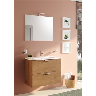 VitrA Mia Banyo Dolabı Seti 80 cm Çekmeceli Altın Meşe 67093