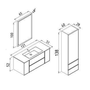 ORKA Solid Banyo Dolabı Takımı Mat Kaşmir 120 cm ORKA5002334