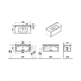 VitrA Root Classic Tek Çekmeceli Lavabo Dolabı 100 Cm 68829