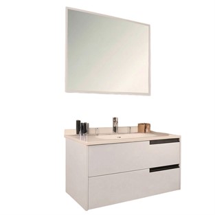 Kobos Eylül 100 cm Banyo Dolabı Seti Bianco