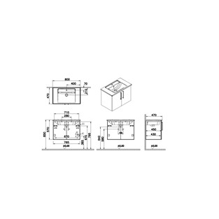 VitrA Root Flat Kapaklı Lavabo Dolabı 80 cm Doğal Meşe 66386